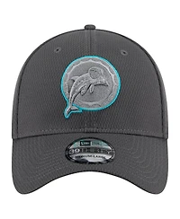 New Era Men's Graphite Miami Dolphins Throwback Logo Main 39THIRTY Flex Hat