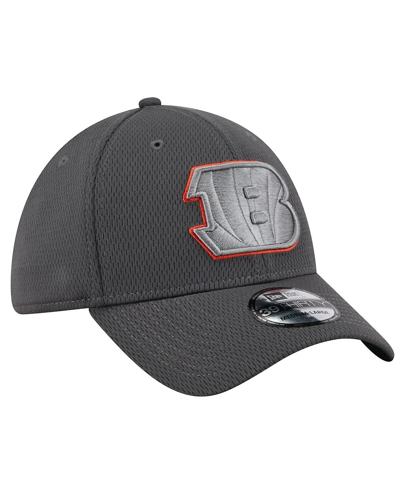 New Era Men's Graphite Cincinnati Bengals Main 39THIRTY Flex Hat