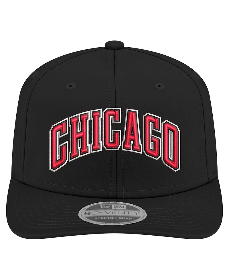New Era Men's Black Chicago Bulls Statement Edition Jersey Hook 9SEVENTY Stretch-Snap Hat