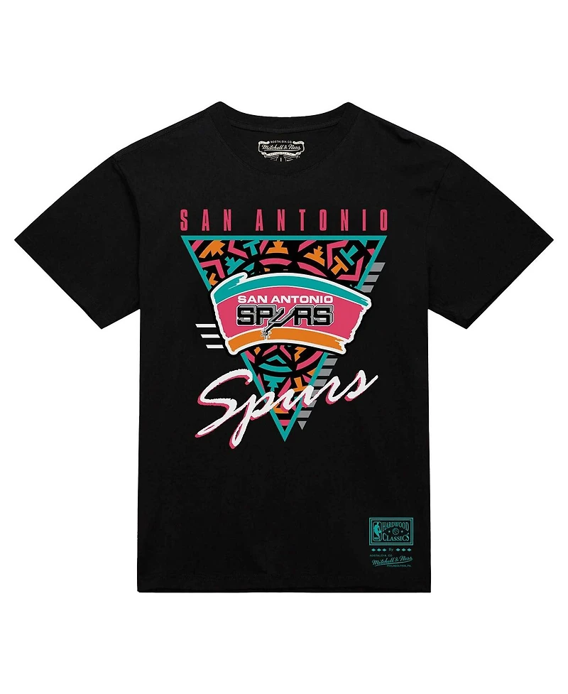 Mitchell & Ness Men's Black San Antonio Spurs Worldwide Collection Tri-Logo T-Shirt