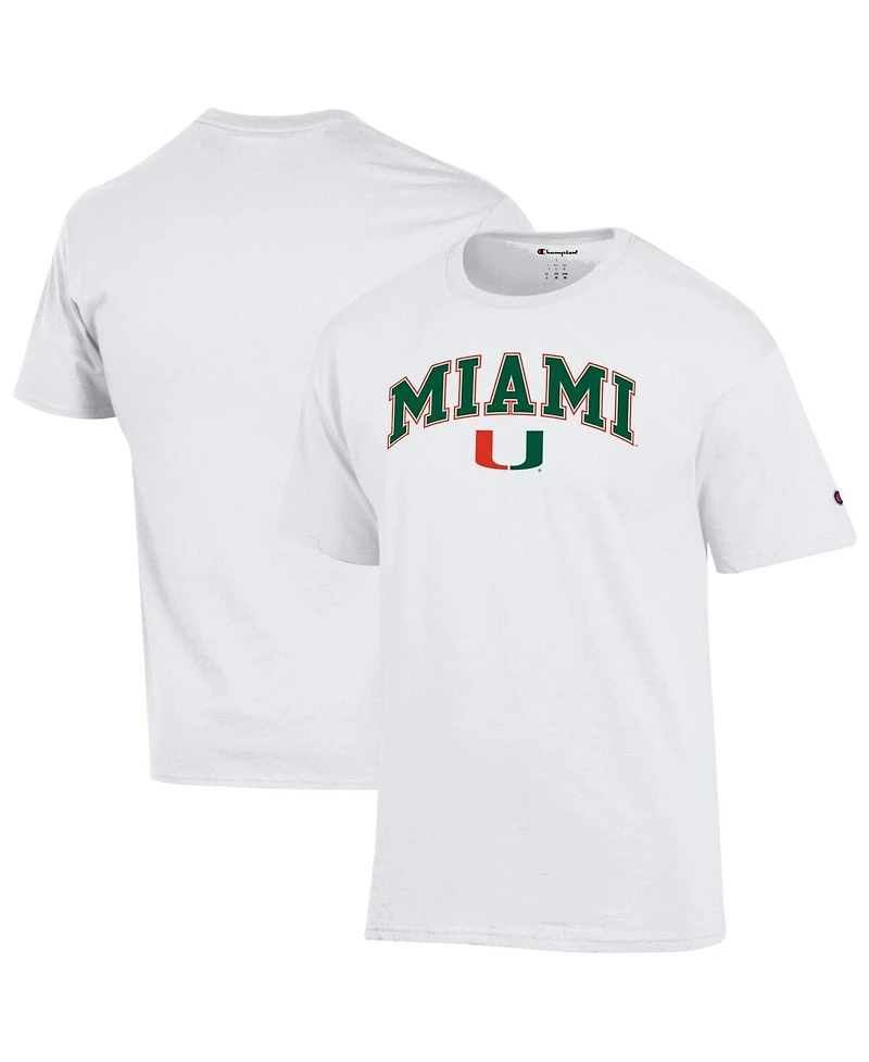 Champion Men's White Miami Hurricanes Arch Over Logo T-Shirt