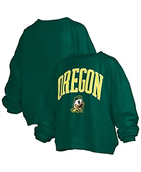 Pressbox Women's Oregon Ducks Janise Arch Over Logo Waist Length Oversized Pullover Sweatshirt