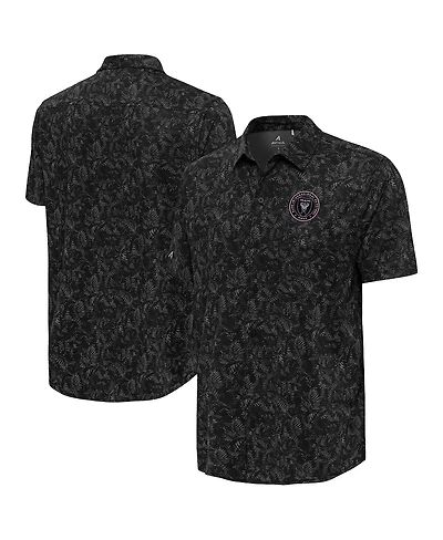 Antigua Men's Black Inter Miami Cf Lush Woven Button-Up Shirt