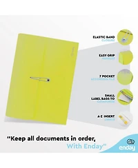 Accordion File Organizer Blue, 7 Pocket Expanding and Cover Folder with Labels, Plastic Portable Desktop Letter A4 Paper