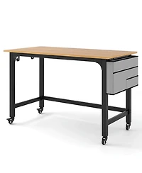 48 Inch Rolling Computer Desk with Metal Frame for Home Office