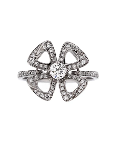 Pre-Owned Bvlgari Small Fiorever Ring 18K White Gold and Pave Diamonds