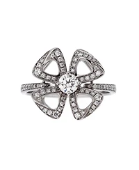 Pre-Owned Bvlgari Small Fiorever Ring 18K White Gold and Pave Diamonds