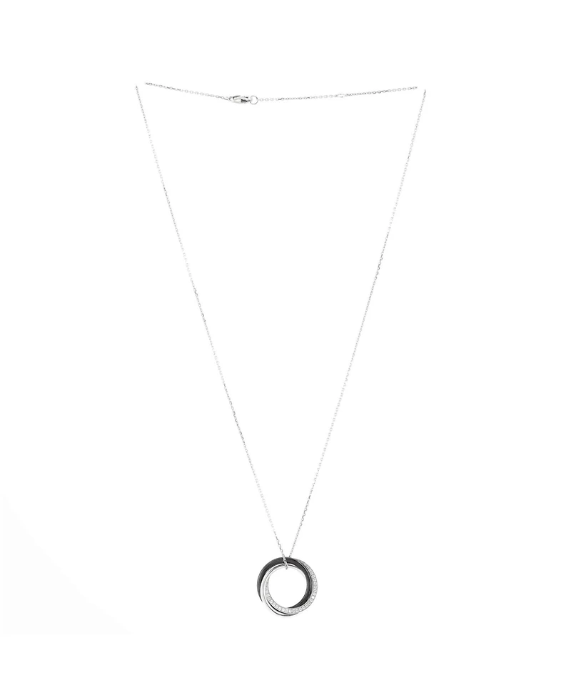 Pre-Owned Cartier Small Trinity Pendant Necklace 18K White Gold with Diamonds and Ceramic
