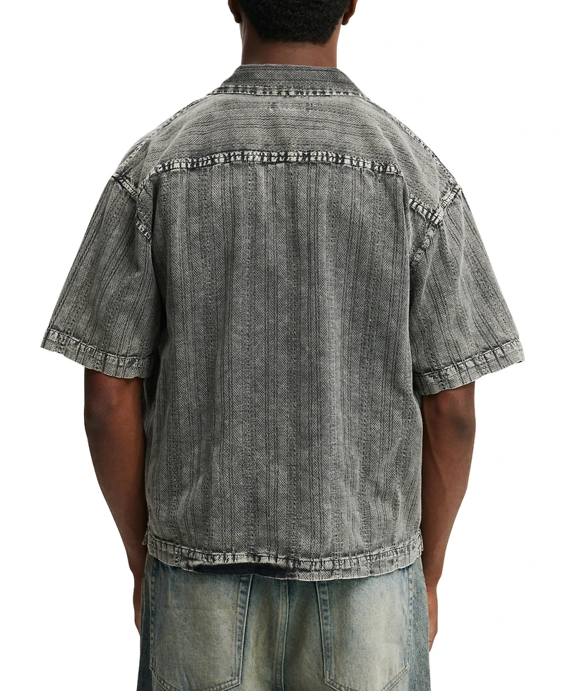 Cotton On Men's Washed Box Fit Short Sleeve Shirt