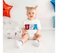 Sweet Wink Baby Girls Usa Patch Short Sleeve Romper