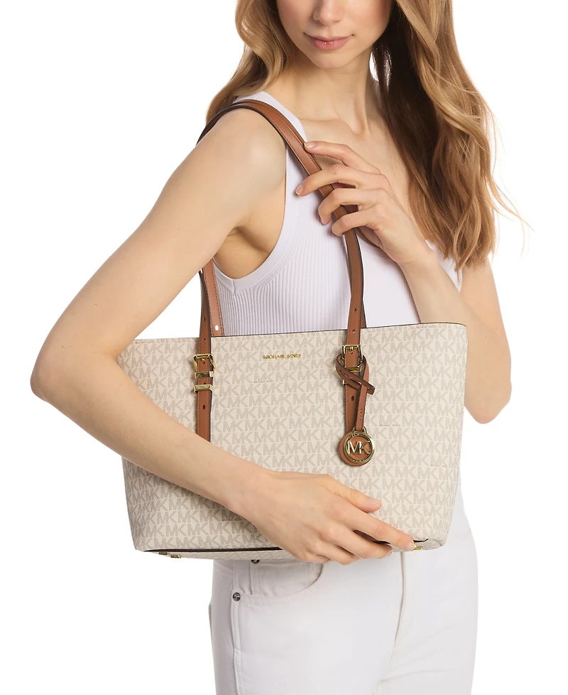 Michael Kors Quinn Medium Signature Logo and Leather Tote Bag