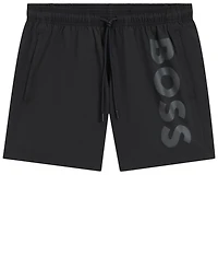 Boss by Hugo Men's Vertical Logo Print Swim Shorts