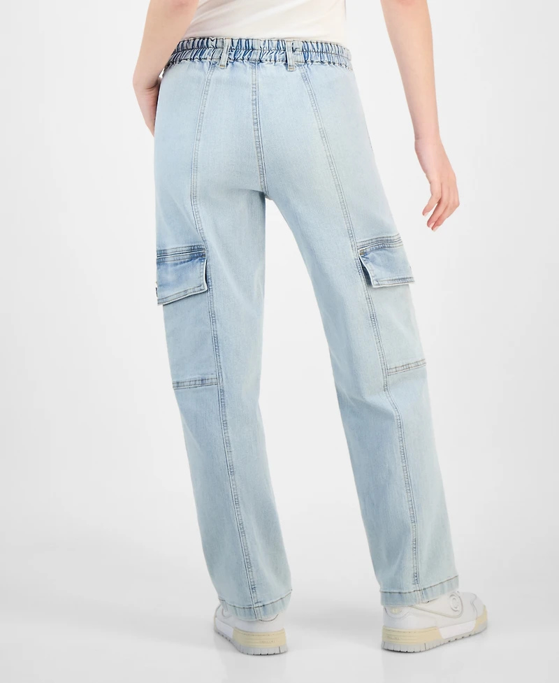 Madden Girl Juniors' High-Rise Cargo Skater Jeans