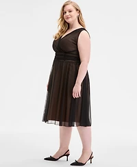 Connected Plus Sleeveless Chiffon Midi Dress