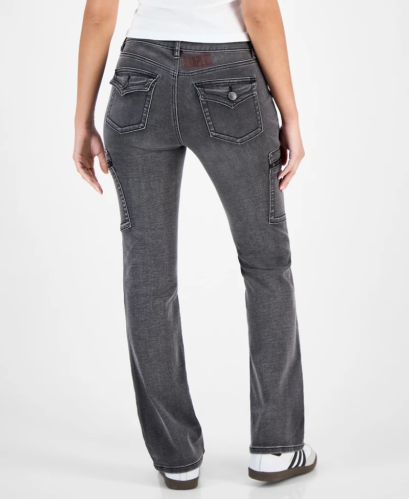 Madden Girl Juniors' Low Rise Cargo Bootcut Jeans