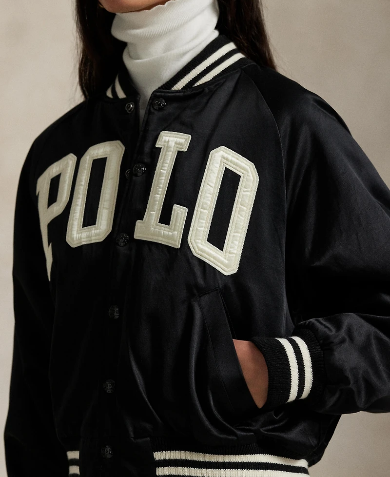 Polo Ralph Lauren Women's Logo Satin Bomber Jacket