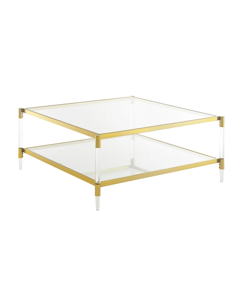 Convenience Concepts 34" Royal Crest 2 Tier Acrylic Glass Square Coffee Table