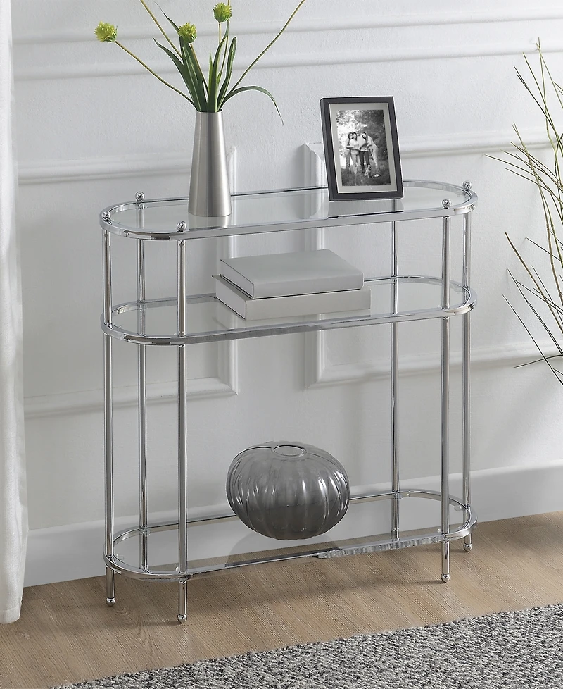 Convenience Concepts 9.5" Royal Crest 3 Tier Glass Oval Entryway Hall Table