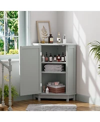 Casainc 31.4"H Triangle Corner Bathroom Cabinet, Adjustable Shelf