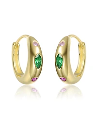 Kids 14K Gold Plated with Colored Cubic zirconia Hoop Earrings