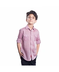 Elie Balleh Little Boys Red Slim Fit Striped Shirt For