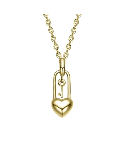 Kids Heart Lock and Key Pendant Necklace