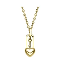 Kids Heart Lock and Key Pendant Necklace