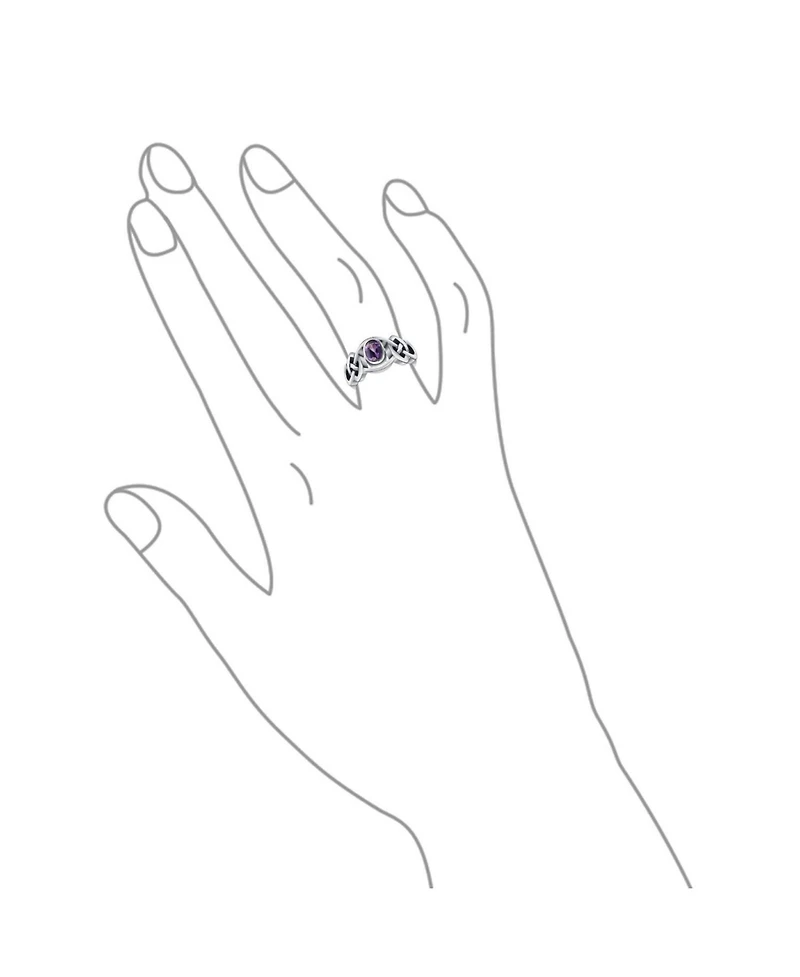 Bling Jewelry Celtic Purple Amethyst Trinity Love Knot Triquetra Infinity Band Ring Oxidized .925 Sterling Silver