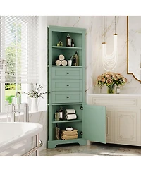 Casainc 68.9"H Triangle Tall Cabinet with 3 Drawers and Adjustable Shelves for Bathroom/Living Room