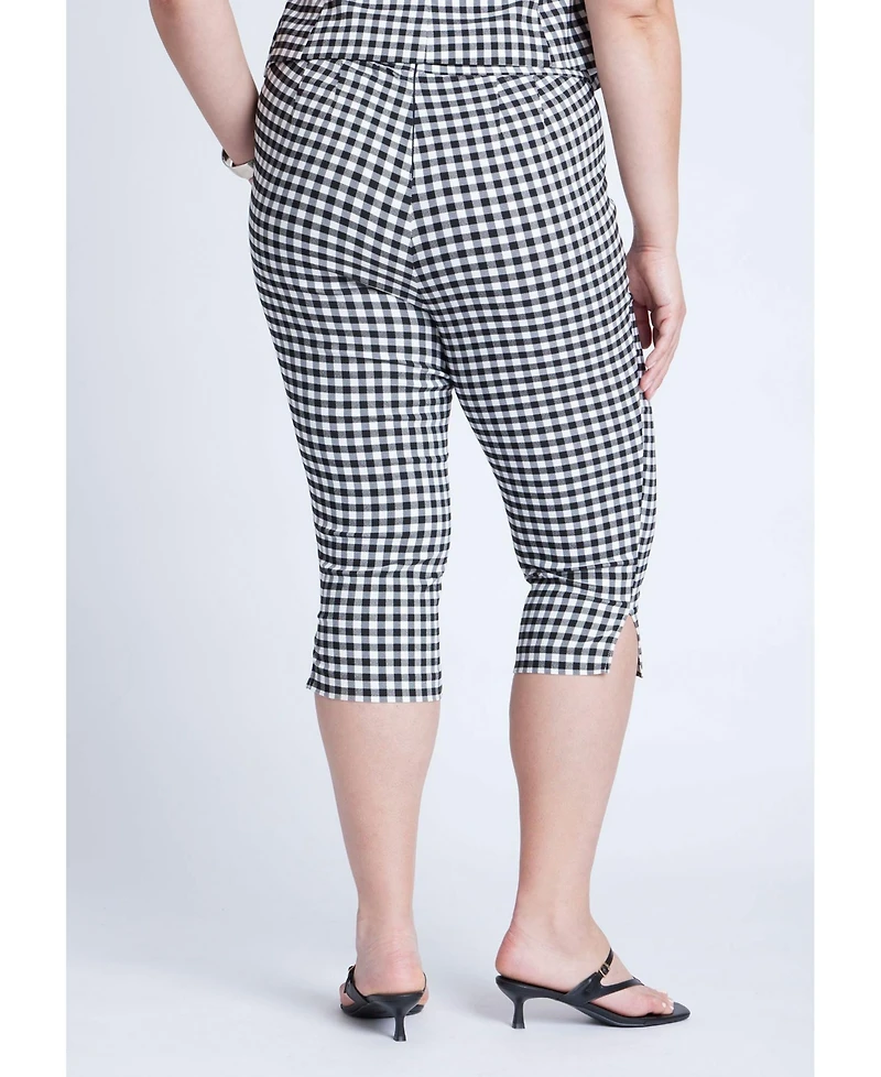 Eloquii Women's Gingham Capri Legging