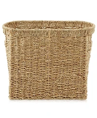 Casafield Magazine Holder Basket with Handles - Oval Seagrass Storage Bin for Bathroom, Home Office - Natural