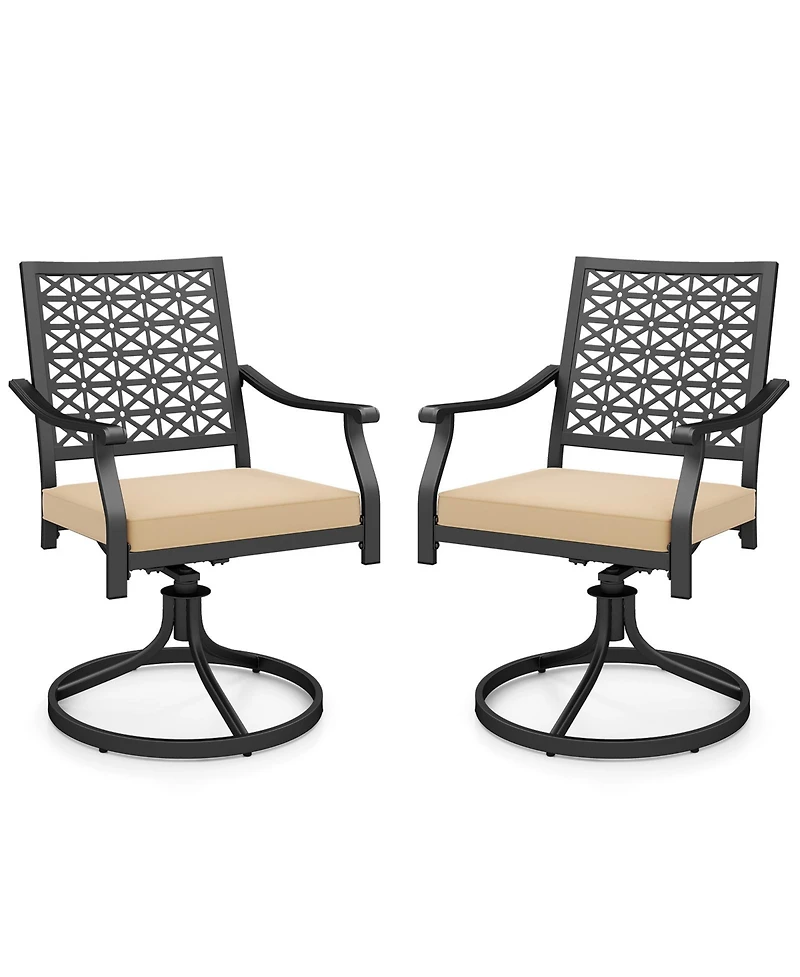 2 Pieces Outdoor Swivel Chairs Patio Dining Chairs with Padded Cushions