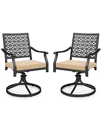 2 Pieces Outdoor Swivel Chairs Patio Dining Chairs with Padded Cushions