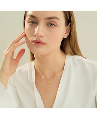 Sterling Silver 18k Gold Plated Madeleine Round Disc Pendant Necklace & Stud Earrings Set