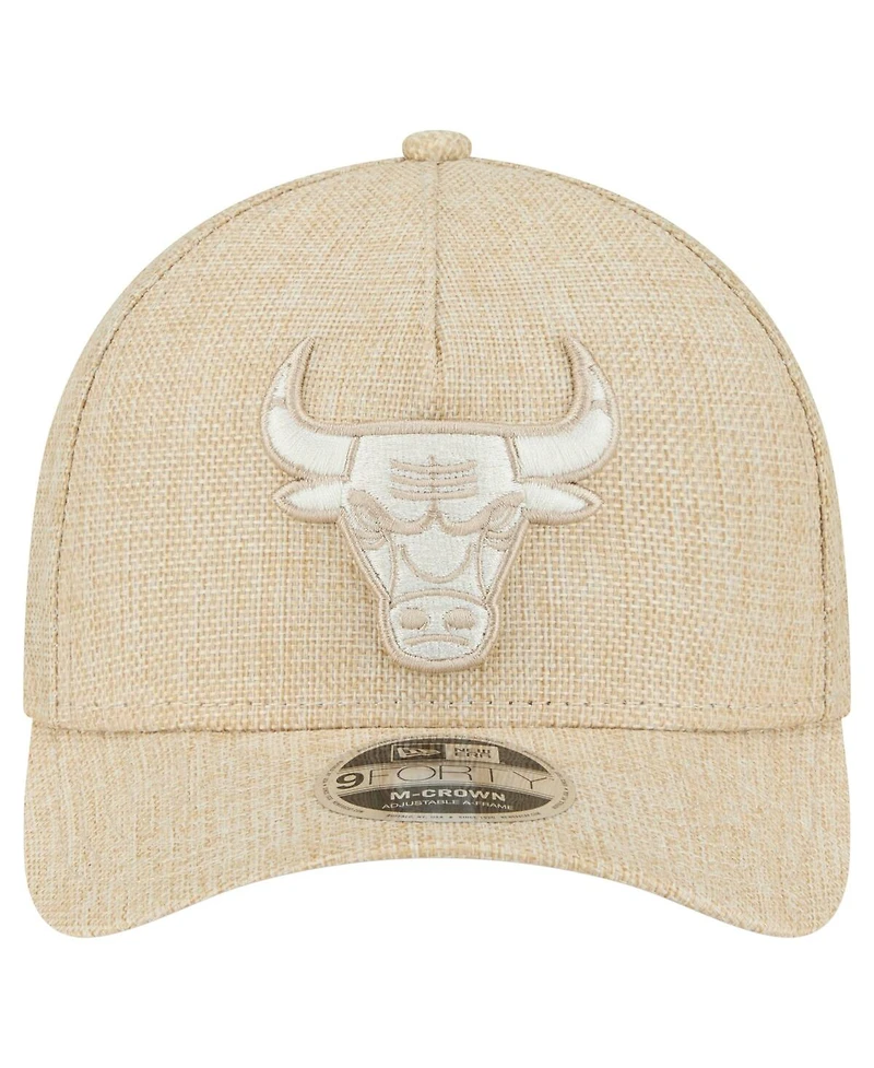 New Era Men's Tan Chicago Bulls Injection Woven A-Frame 9FORTY Adjustable Hat