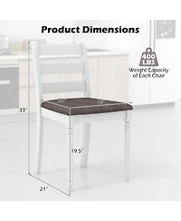 Gymax Wooden Dining Chair Set of 2 w/ Acacia Wood Legs Padded Cushion Ladder Back