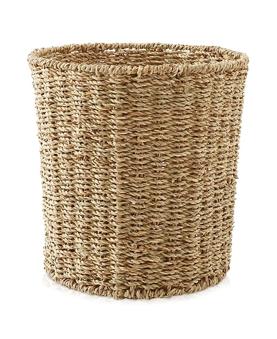 Casafield Seagrass Waste Basket - Natural, Woven Trash Can for Garbage in the Bathroom, Bedroom, Laundry Room, Home Office - Natural