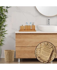 Casafield Seagrass Waste Basket - Natural, Woven Trash Can for Garbage in the Bathroom, Bedroom, Laundry Room, Home Office - Natural