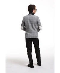 Elie Balleh Boys Black Slim Fit Checked Blazer