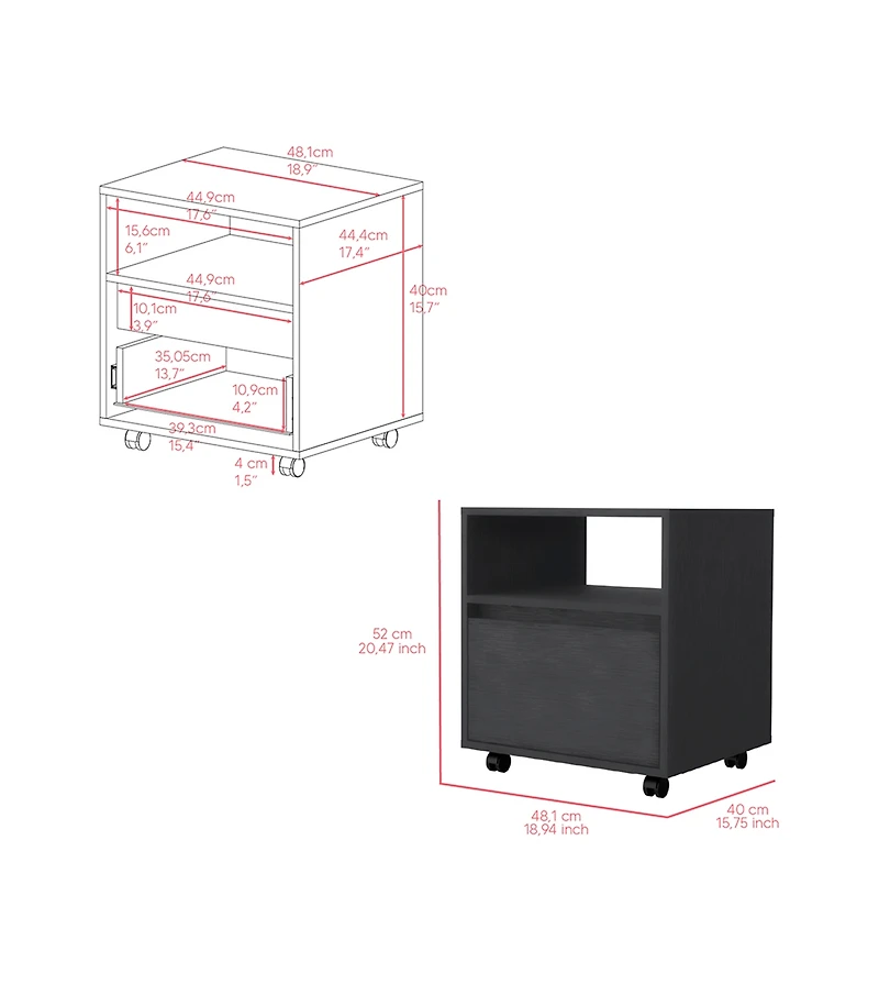One Drawer Faux Wood Nightstand for Bedroom Storage and Bedside Table