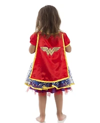 Justice League Wonder Woman Girls Cosplay Tulle Costume Dress Cape and Headband Infant to Big Kid