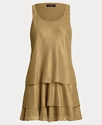 Lauren Ralph Women's Metallic Chiffon Sleeveless Shift Dress