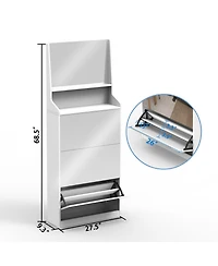 Streamdale 3-Mirror White Shoe Cabinet for Entryway