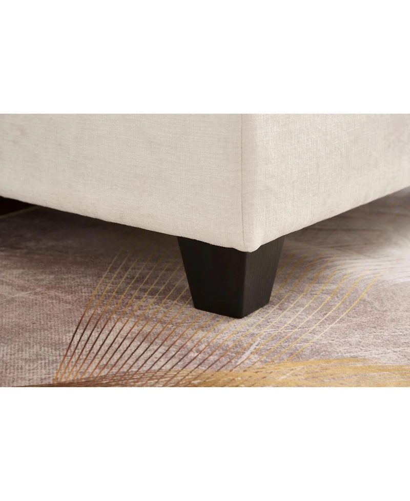 Streamdale 51" Beige Chenille Chaise Lounge with Ottoman & Storage