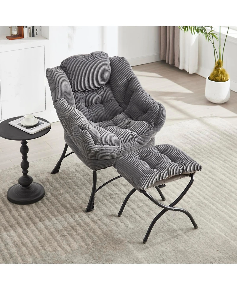 Streamdale Lazy Chair with Ottoman - Grey