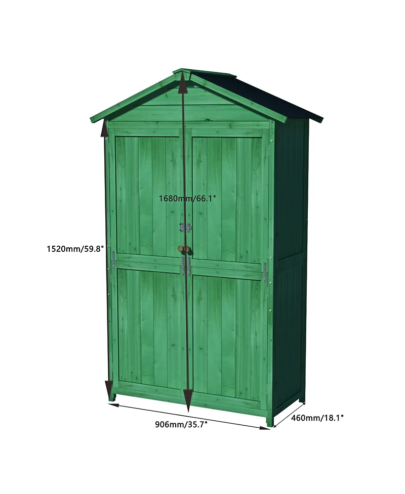Streamdale Green Wood Storage Shed with Shelves