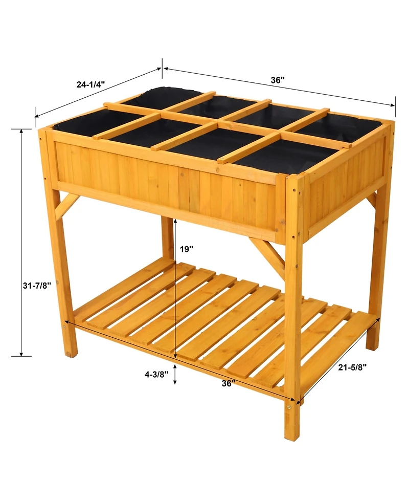Streamdale Elevated Wooden Planter Box with 8 Grids & Liner