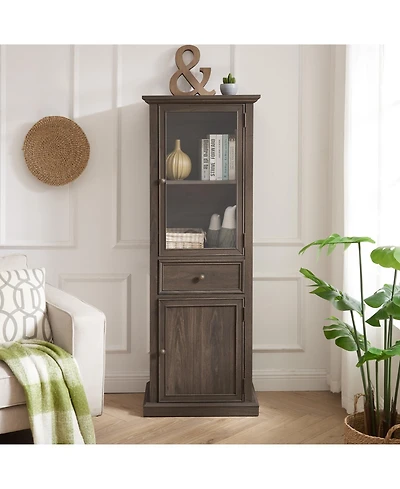 Streamdale Furniture Freestanding Glass Door Cabinet with Drawer for Living & Office Spaces