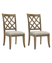 Streamdale Furniture Mid-Century Modern Upholstered Dining Chairs (Set of 2), Oak