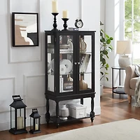 Lighted Curio Display Cabinet with Mirrored Back Panel and Glass Doors